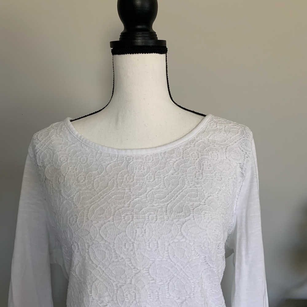 Old Navy XL 3/4 white lace shirt EUC 🌼 B59 - Picture 2 of 7
